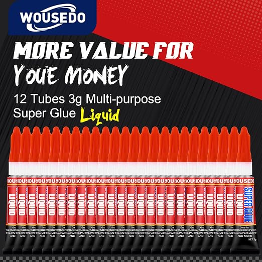 WOUSEDO 12 X 3g Super Glue Liquid, Fast Drying Cyanoacrylate Glue - Image 5
