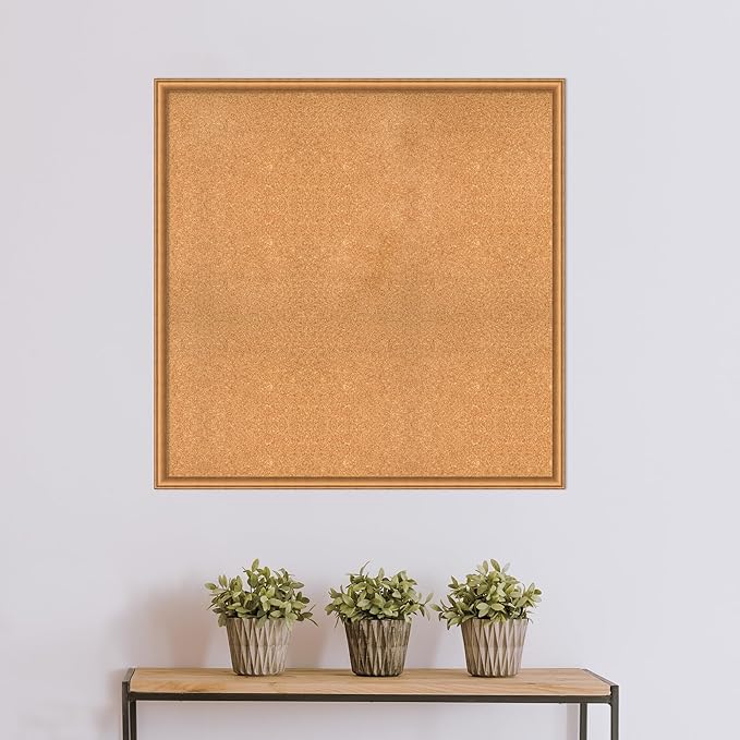 Amanti Art Natural Cork Board for Wall, 38x38 Vision Board with Bronze Frame, Oversize Corkboard Office Decor for Home Organization, Casual Corkboard Pinboard to Display Items for Home Organization-DeskLoop Office