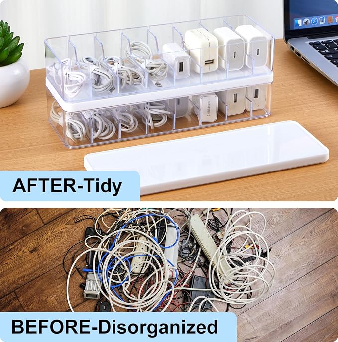 Tatuo 4 Pcs Cord Organizer for Drawer Desktop, Cable Organizer Box - Image 5