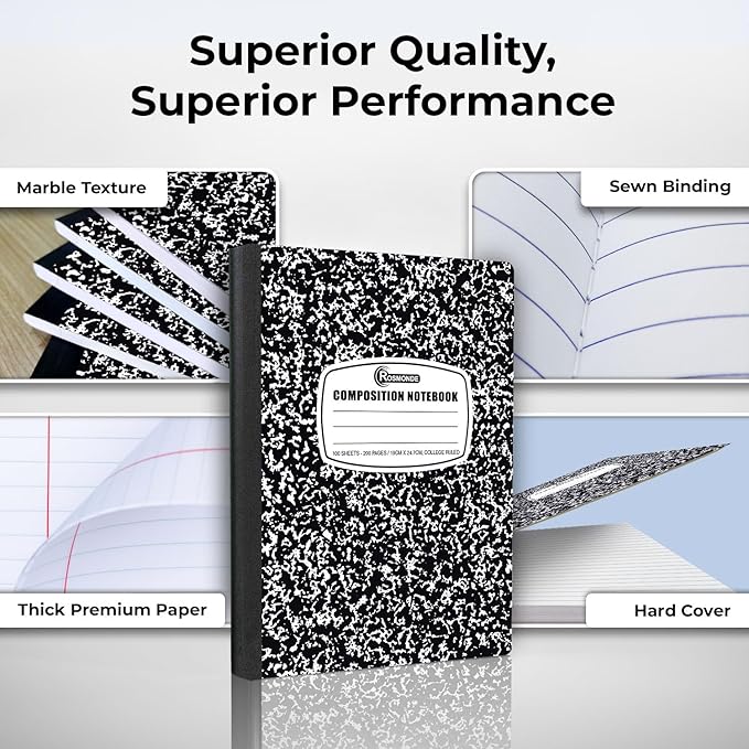 1000 Pack (Pallet) Composition Notebooks Bulk, College Ruled, Pallet of Notebooks, 200 Pages (100 Sheets), 9-3/4 x 7-1/2, Bulk Notebooks for School, College & Office, 4-7 Days Transit-DeskLoop Office