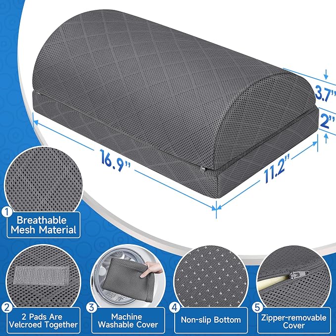 CushZone Foot Rest for Under Desk at Work Adjustable Foam for Office and Home - Image 2