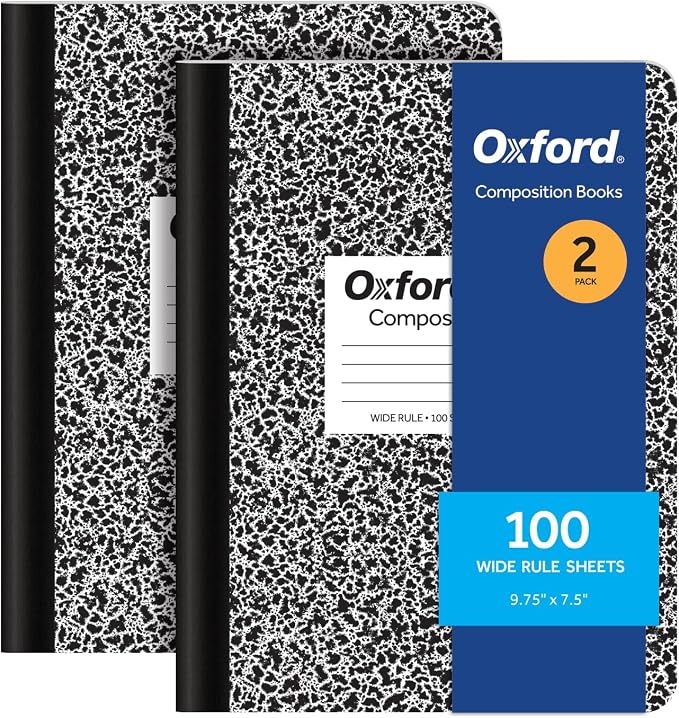 Oxford Composition Notebooks, 9-3/4 x 7-1/2 Inch School Journals, Wide Ruled by Oxford