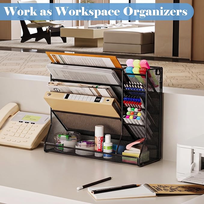 Jakyitvi Adjustable 5 Tiers Wall File Organizer Metal Hanging Holder Black | 5 - Image 7