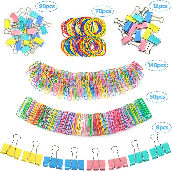 Paper Clips Binder Clips, Colored Office Clips Set - Image 2