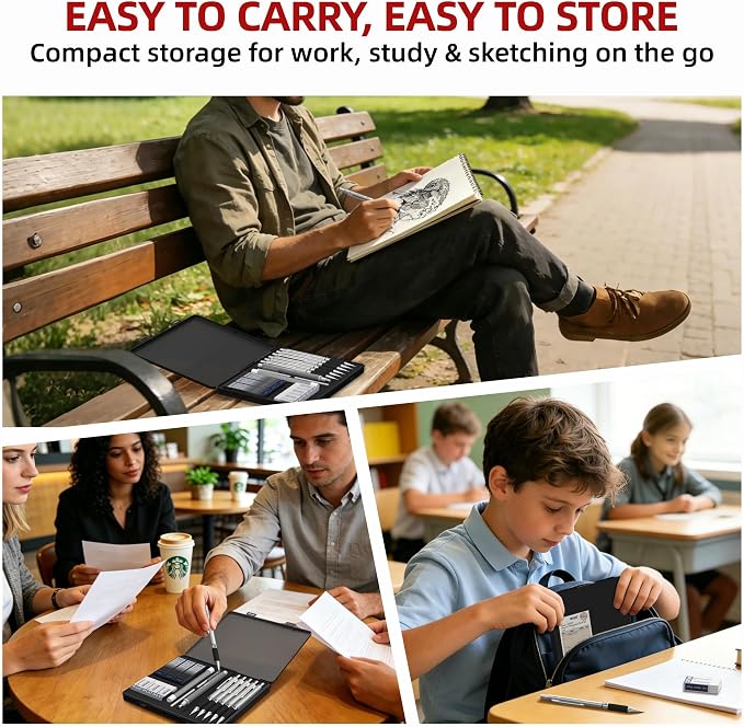 WUO 0.5mm Mechanical Pencil Set in Storage Case, 1 Eraser Pen, 12 Eraser Refills - Image 7