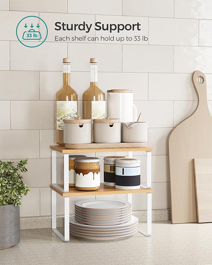 SONGMICS Cabinet Organizer Shelf, Kitchen Storage, Spice Rack, Expandable - Image 5