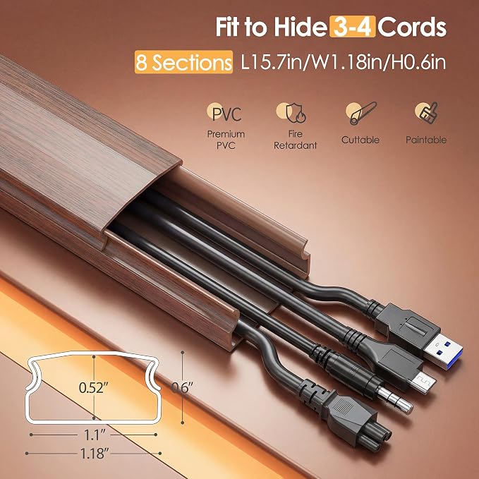 Yecaye TV Cord Hider, 125in Cord Cover, Large Cable Hider, Wire Covers - Image 2