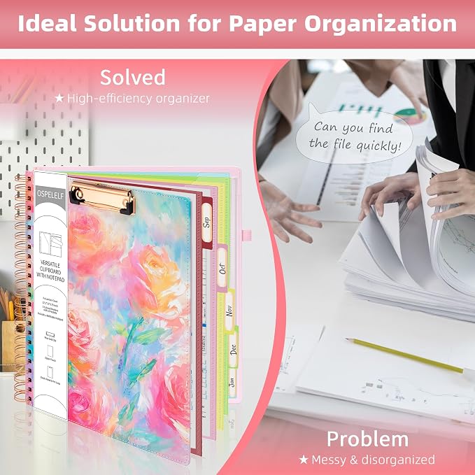 Ospelelf Pink Foldable Spiral Clipboard Folio - Image 5