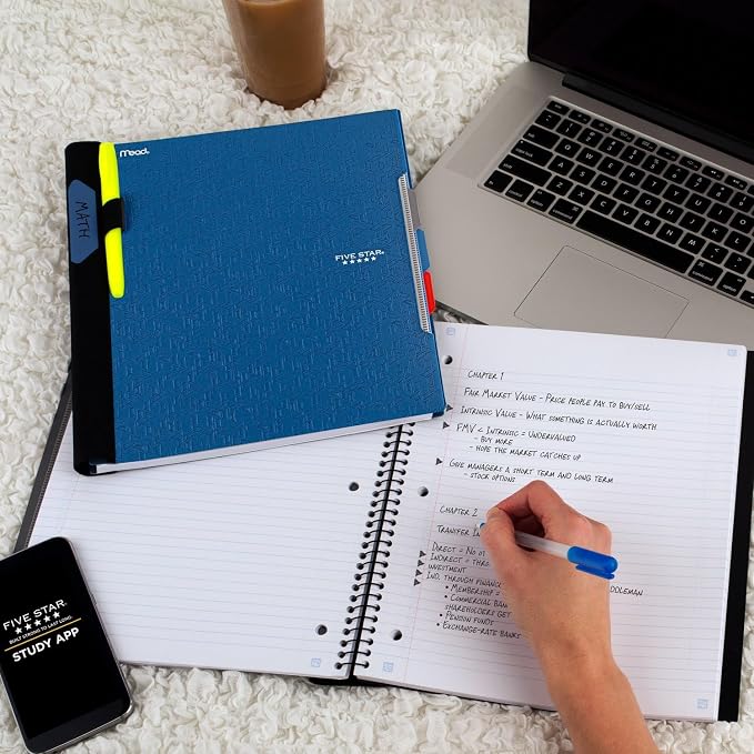 Five Star Advance Spiral Notebook + Study App, 3 Subject, College Ruled Paper - Image 6