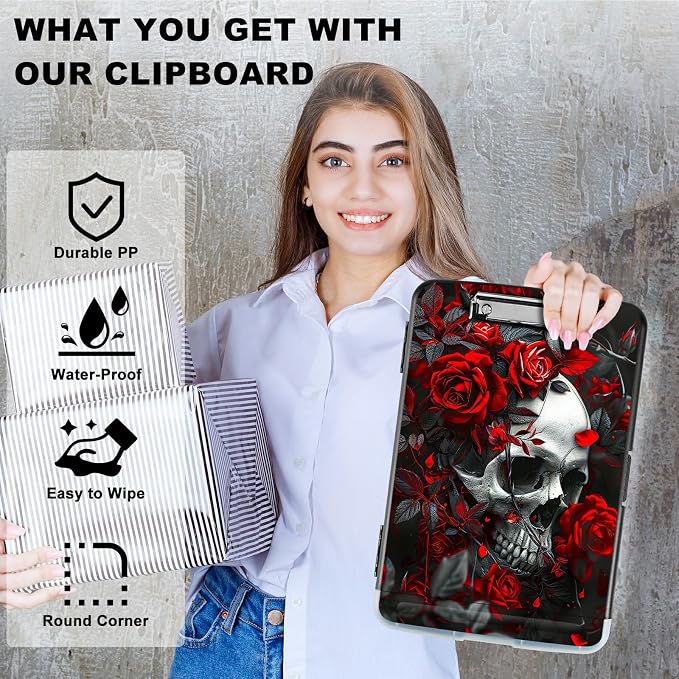 Red Rose Skull A4 Clipboard - Image 2