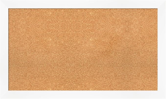 Amanti Art Natural Cork Board for Wall, 23x39 Vision Board with White Frame, Large Corkboard Office Decor for Home Organization, Modern Corkboard Pinboard to Display Items for Home Organization in-DeskLoop Office