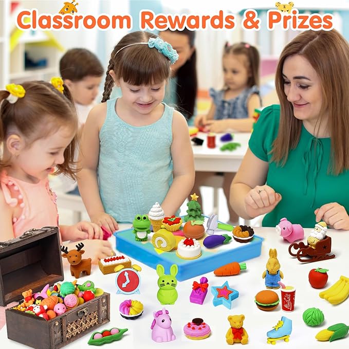 120 Pack Animal Pencil Erasers for Kids, 3D Mini Puzzle Take Apart Erasers, Desk Pets & Treasure Box Toys, Bulk Party Favors, Classroom Prizes, School Supplies, Gift for Boys & Girls-DeskLoop Office