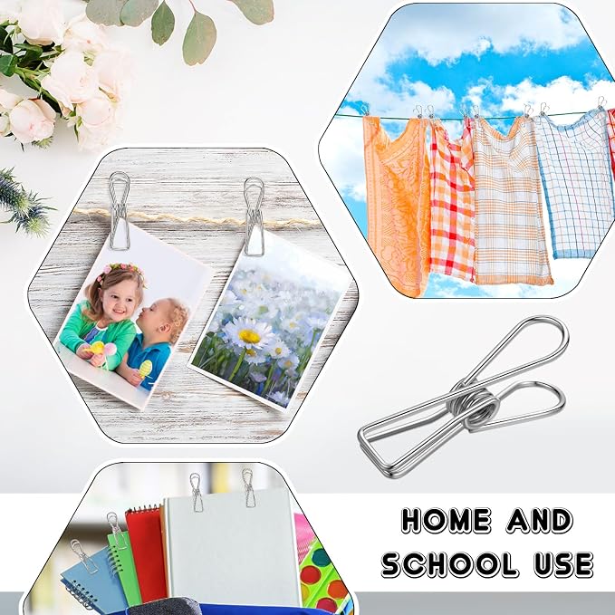 100 Pcs Paper Clips Metal Wire Hollow Out Clothespins Multi Purpose Utility - Image 6