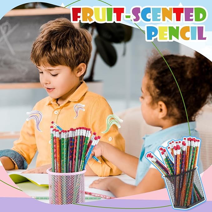 60 Pcs Scented Pencils Bulk for Kids Inspirational Motivational Cute Fun Fruit Wood Smelly Graphite Pencils with Erasers for School Classroom Office Students Girls Boys Gifts Supplies-DeskLoop Office