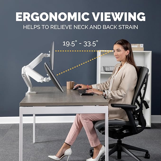 Fellowes Platinum Series Dual Monitor Arm for 40-Inch Monitors, Full Motion, 360° Rotation, VESA Mount with Grommet or Clamp, USB Ports, Ergonomic, White, 8056301-DeskLoop Office