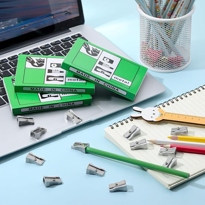 Fumete 120 Pcs Metal Mini Pencil Sharpeners Bulk Handheld Metal Pencil - Image 7