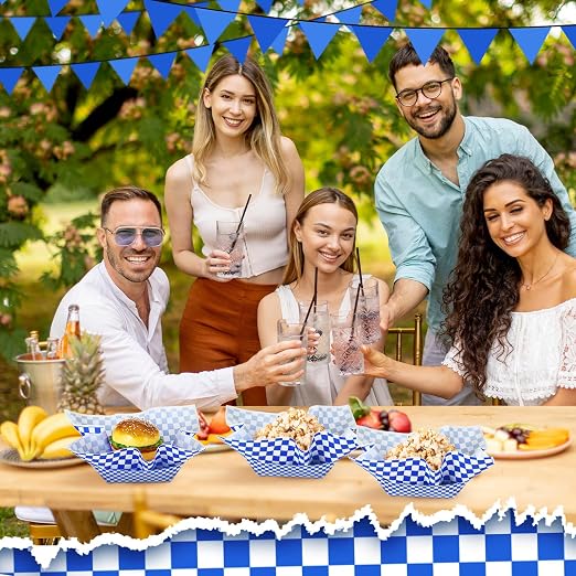 Geosar 100 Pcs Gingham Party Supplies Disposable Paper Food Trays Bulk - Image 7