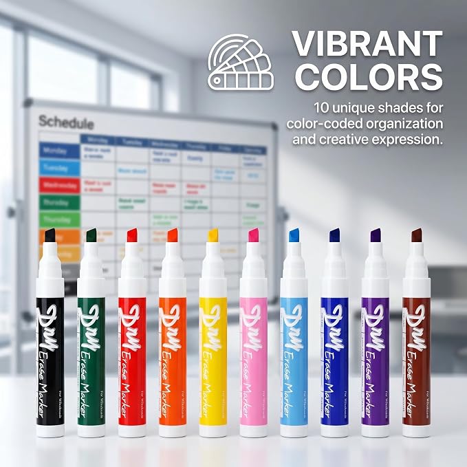 Volcanics Dry Erase Markers Low Odor Chisel Tip Whiteboard Markers Pack of 10 - Image 2