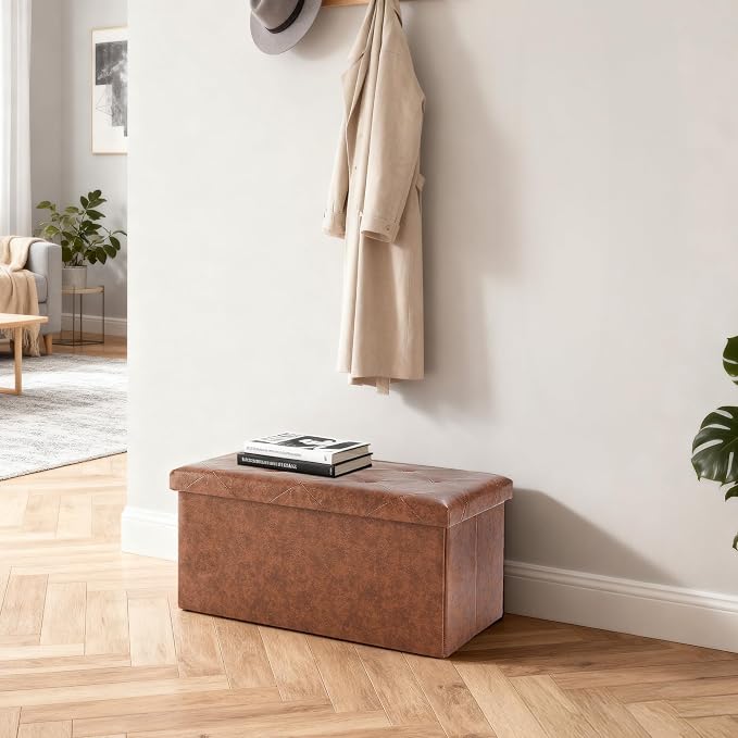 DUMOS 30 Inch Folding Storage Ottoman Bench, Large Hidden Storage Chest - Image 9