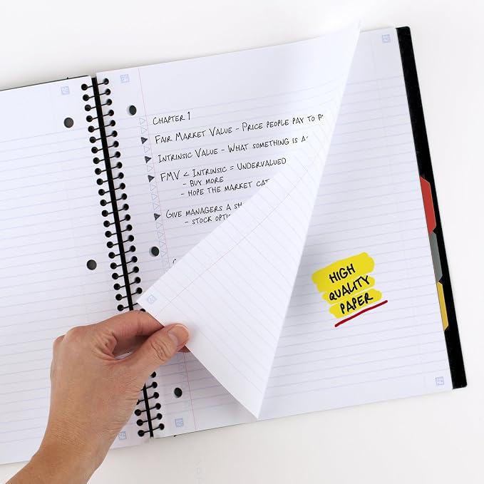 Five Star Advance Spiral Notebook + Study App, 5 Subject, College Ruled Paper - Image 4