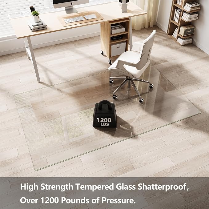 Koonmi Glass Chair Mat for Carpet, Glass Floor Mats - Image 2