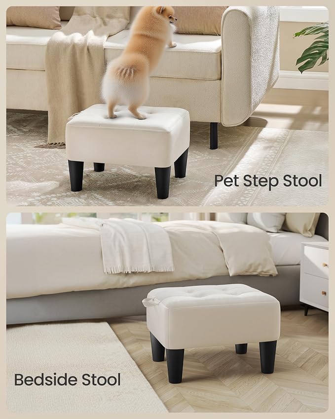 SONGMICS Foot Stool with Legs, Small Footstool Ottoman, Velvet Seat with Thick - Image 5