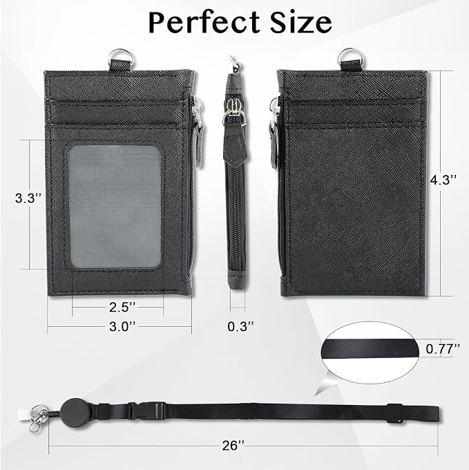 DELSWIN Badge Holder with Retractable Lanyard, PU Leather ID Badge Card Holder - Image 5