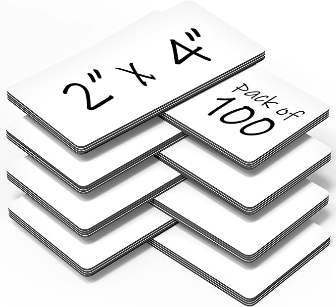 100 Pack Dry Erase Magnetic Labels 2x4 in by Juzari