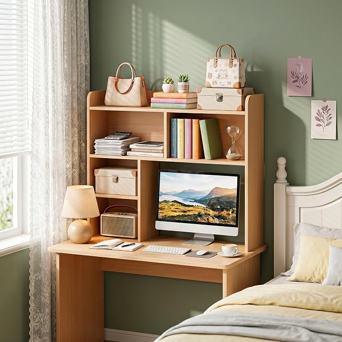 SUPER DEAL Desktop Bookshelf, Countertop Storage Hutch - Image 2