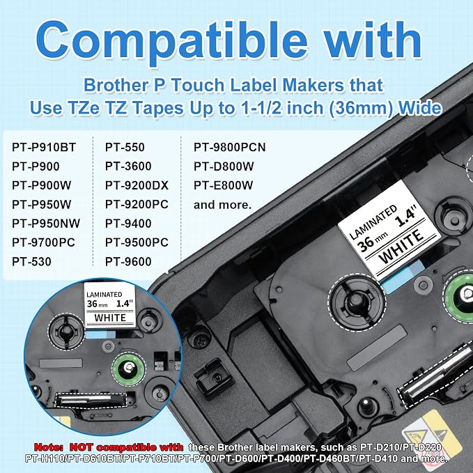 Labelife 36mm Label Tape TZe-261 Replacement - Image 2