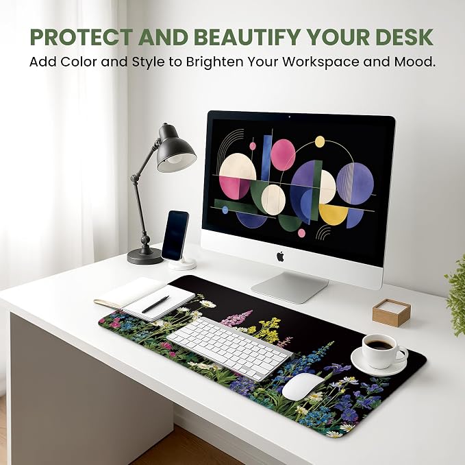 Aesthetic Desk Mat, Cute Starlit Floral Desk Pad Protector - Image 6