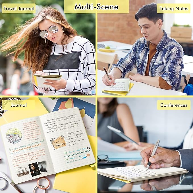 16 Pack Soft Cover Journal Bulk, Feela Lined Notebooks College Ruled for Work for Women Girl Writing, Blank Travel Journal Note Taking Notebook School Business Supplies, 8.2” x 5.5”, A5, Lemon Yellow-DeskLoop Office