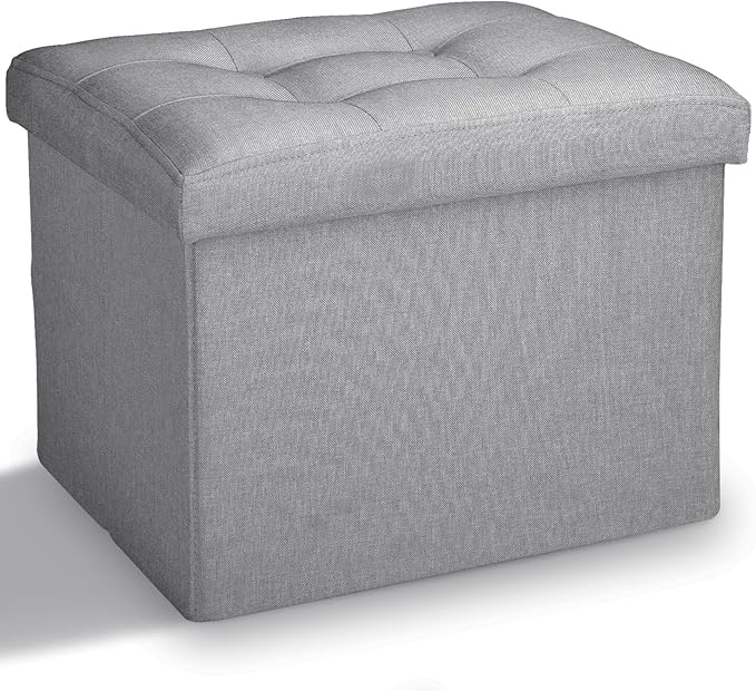 LINMAGCO Small Storage Ottoman Stool Foot Rest Stool Under Desk Stool Short by LINMAGCO