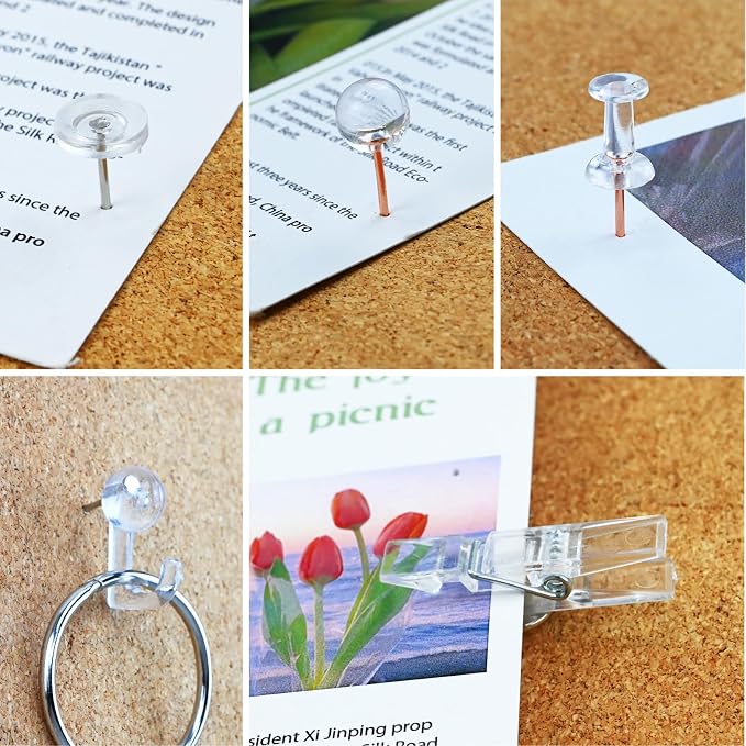 260 Pcs Push Pins Set 5 Styles Clear Thumb Tacks Map Pins Assorted Push Pins - Image 3