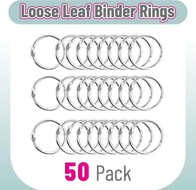 Mr. Pen- Loose Leaf Binder Ring, 50 Pack, 1 Inch | Loose Leaf Binder Book Rings - Image 2