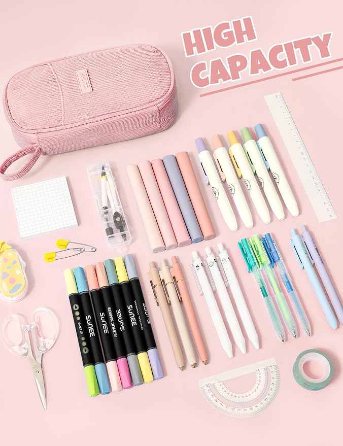 SUNEE Cute Pencil Case, Large Pencil Pouch, Aesthetic Big Pencil Bag - Image 2
