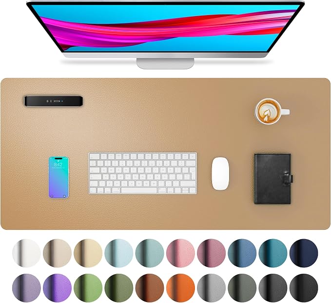 Aothia Faux Leather Desk Mat for Keyboard & Mouse | Large desk mat for keyboard by AothiaSimpleNaturalUnique
