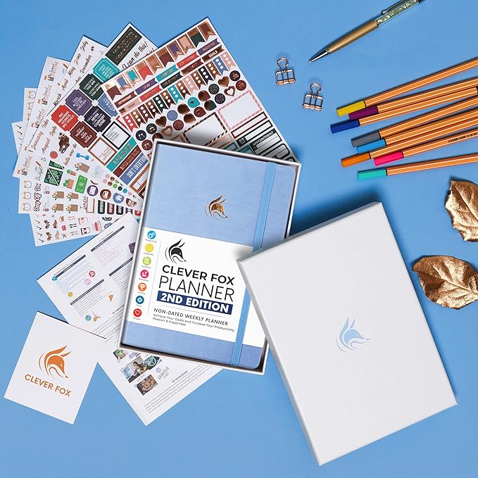 Clever Fox Planner 2nd Edition – Colorful Weekly & Monthly Goal Planner, Time Management & Productivity Organizer, Undated, A5 (Periwinkle)-DeskLoop Office