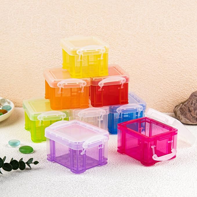 Framendino, 8 Pack Translucent Small Plastic Boxes Mini Desktop Storage Box - Image 5