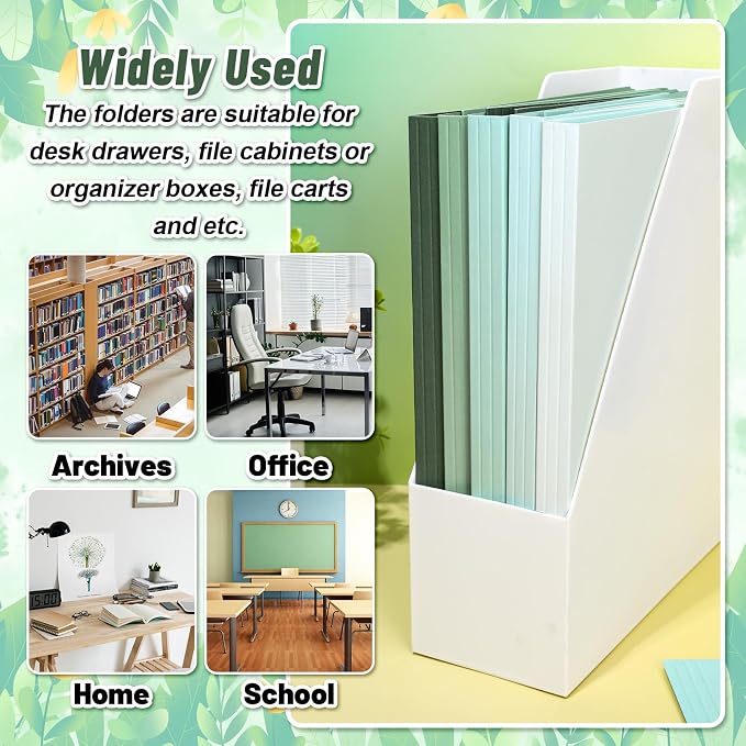 Whaline 24 Pack Sage Green File Folders Letter Size 6 Colors Gradient Green - Image 4