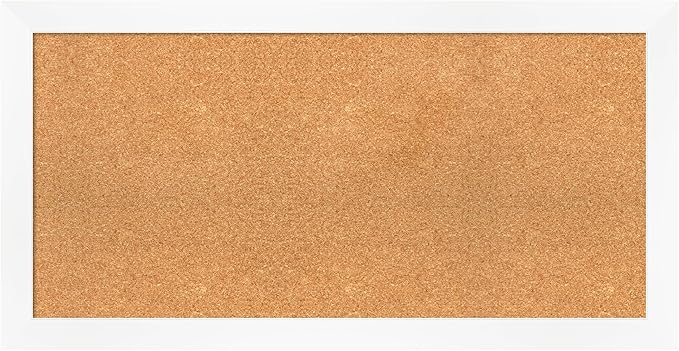 Amanti Art Natural Cork Board for Wall, 21x41 Vision Board with White Frame, Large Corkboard Office Decor for Home Organization, Modern Corkboard Pinboard to Display Items for Home Organization in-DeskLoop Office