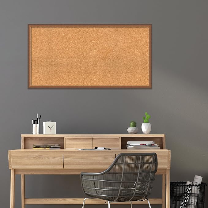 Amanti Art Natural Cork Board for Wall, 26x50 Vision Board with Bronze Frame, Oversize Corkboard Office Decor for Home Organization, Modern Corkboard Pinboard to Display Items for Home Organization-DeskLoop Office