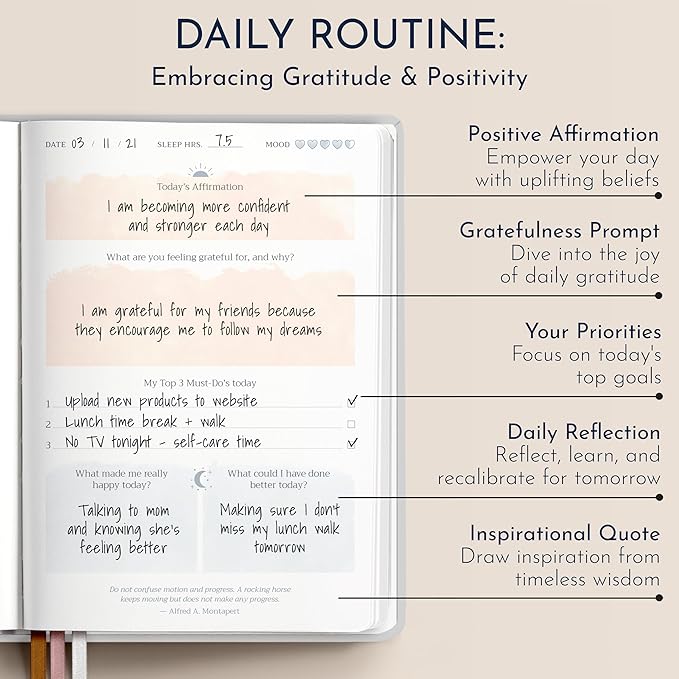 RYVE Daily Gratitude Journal for Women: 6-Month Guided Positivity & Wellness Journal with Prompts - Affirmation, Mindfulness, Self Help & Reflection, Gratitude Journal Notebook, Manifestation Journal-DeskLoop Office