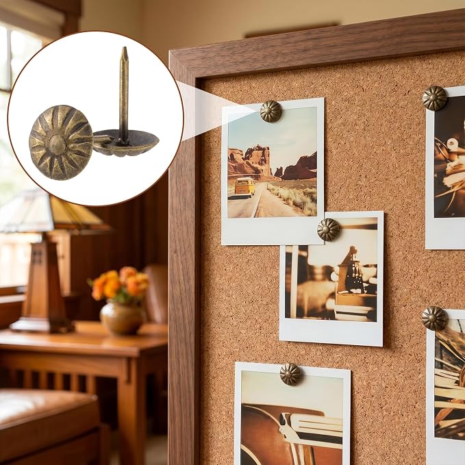 100pcs Metal Thumb Tacks for Wall, Bronze Push Pins, 0.4" x 0.6" | Heavy Duty - Image 4