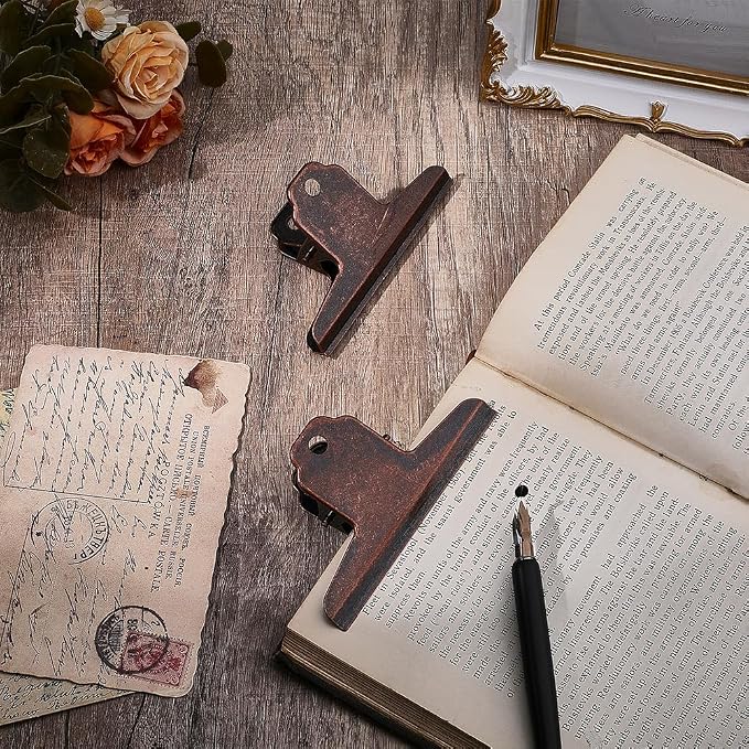 CRASPIRE 2Pcs Metal Bulldog Clips Vintage Large 4 in Bull Journal Notebook - Image 3