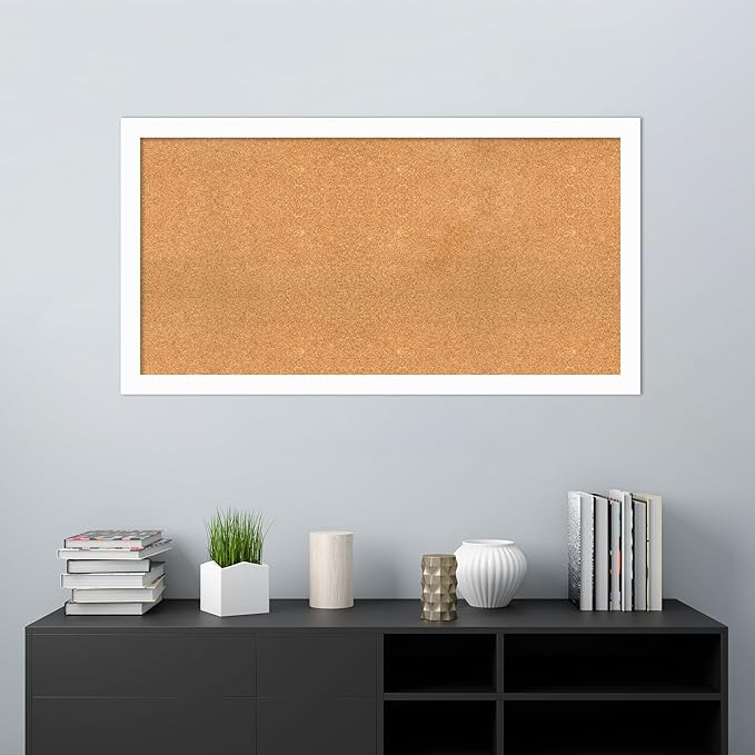 Amanti Art Natural Cork Board for Wall, 27x51 Vision Board with White Frame, Oversize Corkboard Office Decor for Home Organization, Casual Corkboard Pinboard to Display Items for Home Organization in-DeskLoop Office