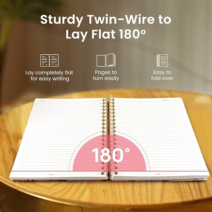 Lined Spiral Notebook Journal for Work, 300 Pages Thick B5 (7.1"x10") College Ruled Journal for Women & Writing, Hardcover Notebook for Note Taking, Perfect for Office Home School, Pastel Garden-DeskLoop Office