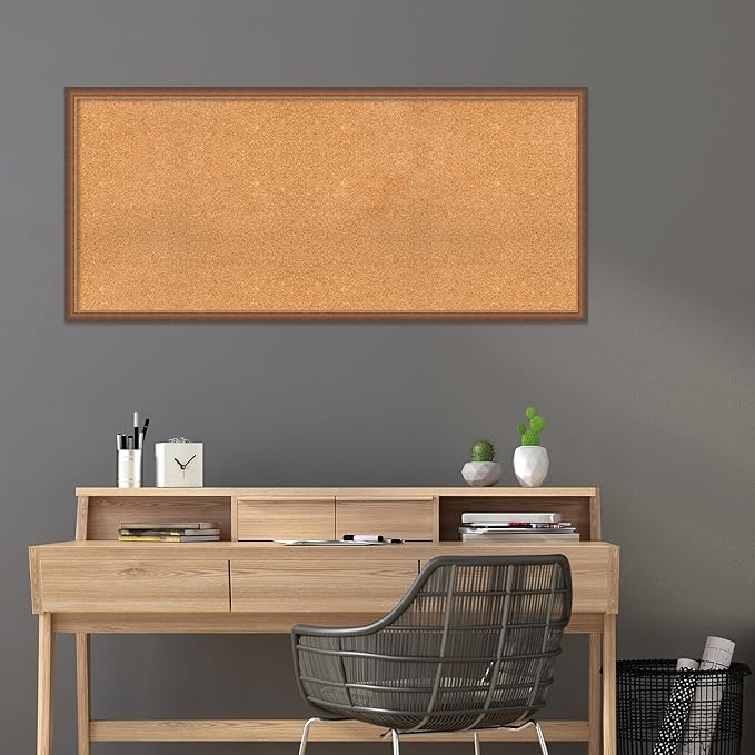 Amanti Art Natural Cork Board for Wall, 26x58 Vision Board with Bronze Frame, Oversize Corkboard Office Decor for Home Organization, Modern Corkboard Pinboard to Display Items for Home Organization-DeskLoop Office