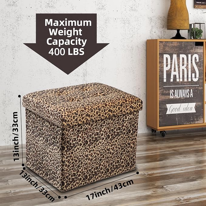 ALASDO Ottoman Storage Ottoman Footrest Stool Foldable Foot Rest Footstool Bench - Image 3