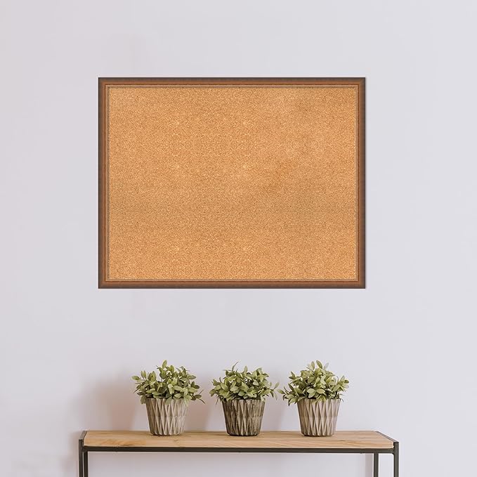Amanti Art Natural Cork Board for Wall, 30x38 Vision Board with Bronze Frame, Large Corkboard Office Decor for Home Organization, Modern Corkboard Pinboard to Display Items for Home Organization in-DeskLoop Office